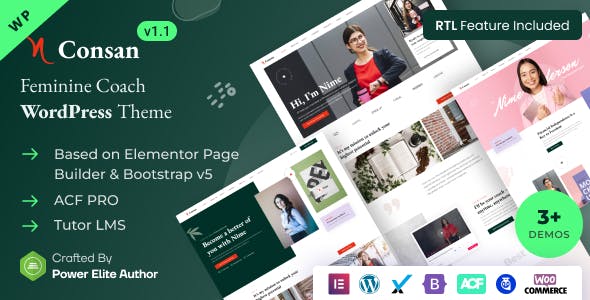 Consan - Feminine Coach Elementor WordPress Theme