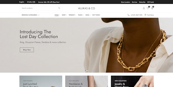 Alukas - Modern Jewelry Store WordPress Theme