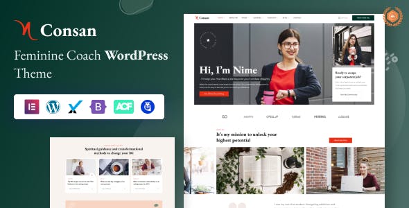 Consan - Feminine Coach Elementor WordPress Theme