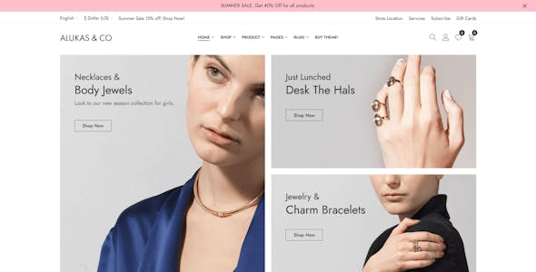 Alukas - Modern Jewelry Store WordPress Theme