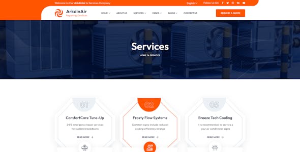 Arkdin – Air conditioning services Figma Template