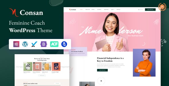 Consan - Feminine Coach Elementor WordPress Theme