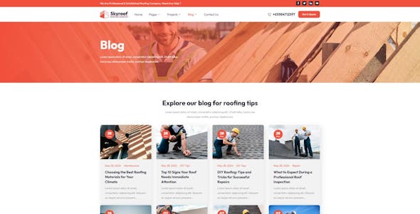 Skyroof - Roofing Company Elementor Template Kit