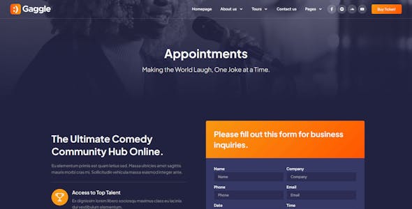 Gaggle - Comedian & Entertainment Show Elementor Pro Template Kit