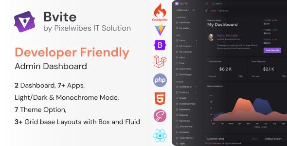 Bvite - Bootstrap HTML , Vite, Laravel, PHP, React Multipurpose Admin Dashboard Template